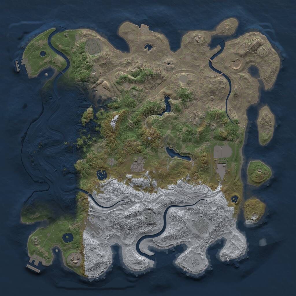 Rust Map: Procedural Map, Size: 4250, Seed: 1143951319, 17 Monuments
