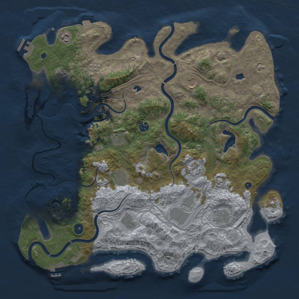 Rust Map: Procedural Map, Size: 4500, Seed: 2128900694, 16 Monuments