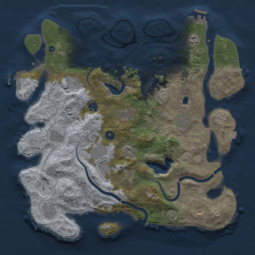 Rust Map: Procedural Map, Size: 4000, Seed: 167676, 17 Monuments