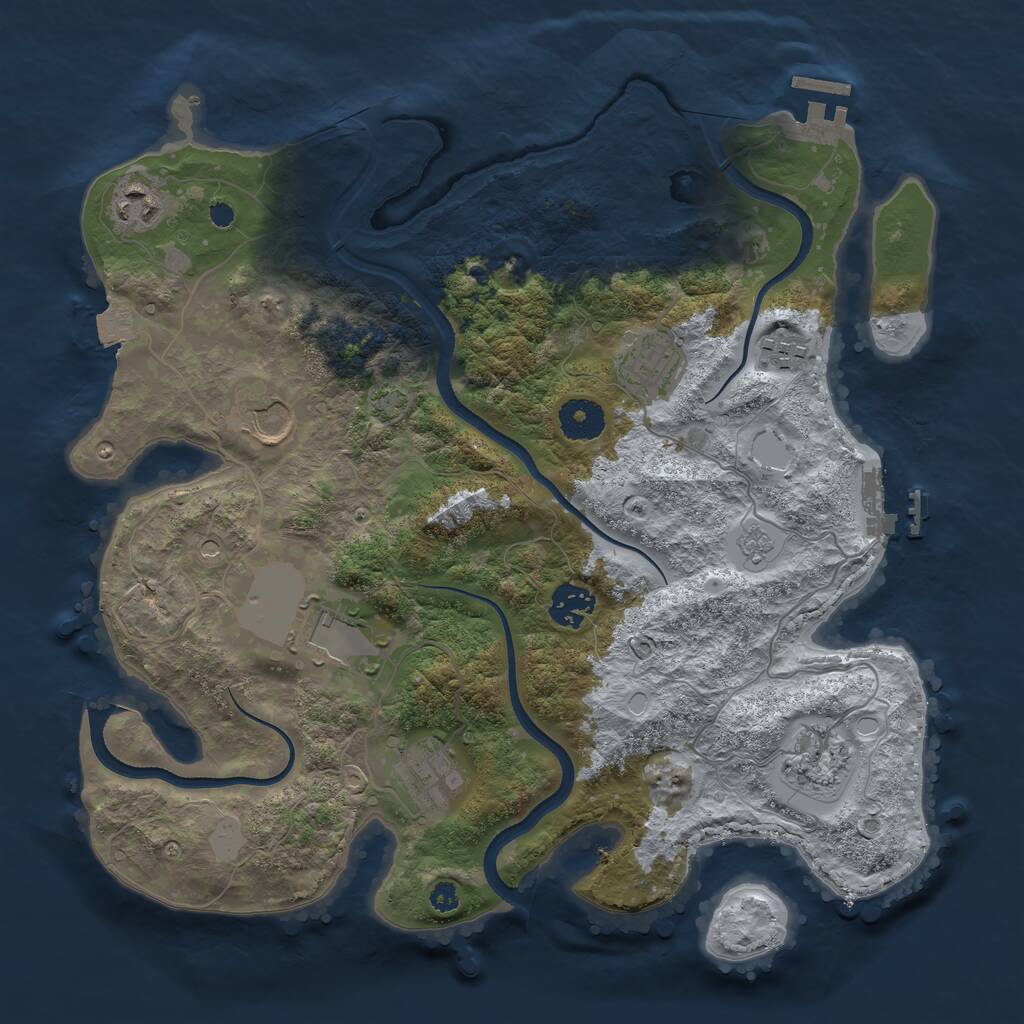 Rust Map: Procedural Map, Size: 3500, Seed: 243586295, 14 Monuments