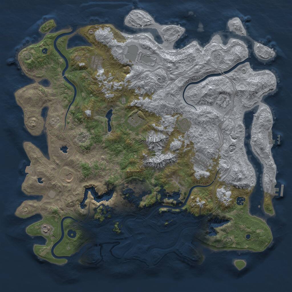 Rust Map: Procedural Map, Size: 5000, Seed: 1123978465, 17 Monuments