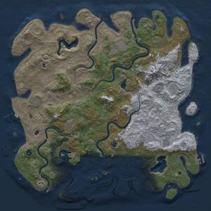 Thumbnail Rust Map: Procedural Map, Size: 5200, Seed: 960497442, 17 Monuments