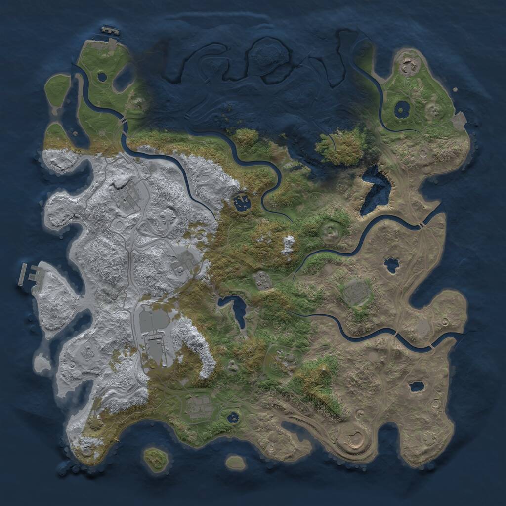Rust Map: Procedural Map, Size: 4500, Seed: 13131313, 16 Monuments