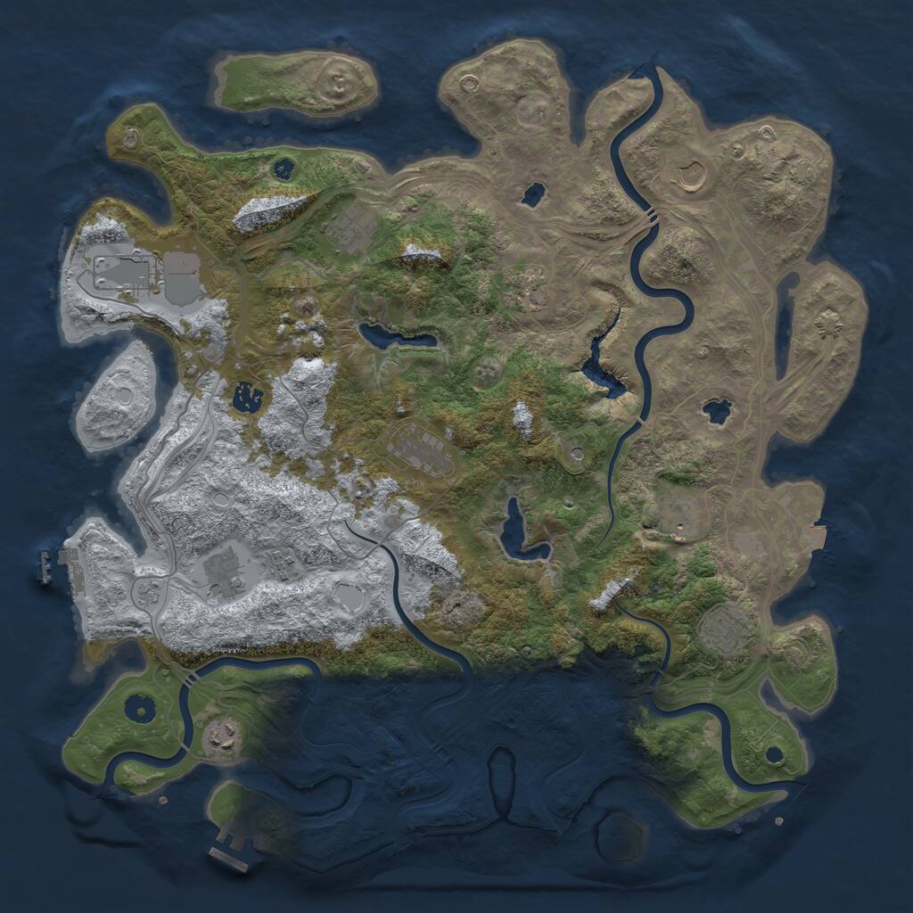 Rust Map: Procedural Map, Size: 4500, Seed: 1164825580, 17 Monuments