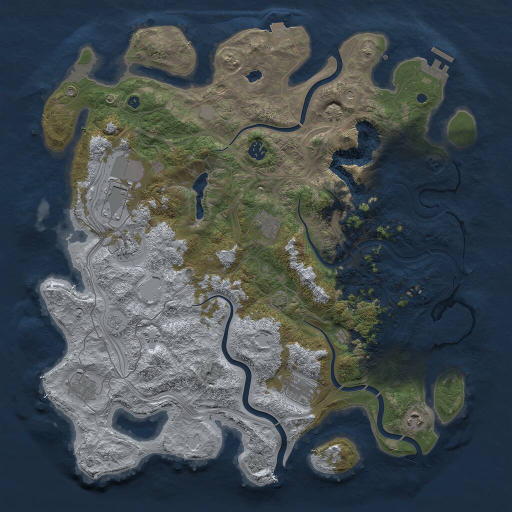 Rust Map: Procedural Map, Size: 4250, Seed: 2091973368, 13 Monuments