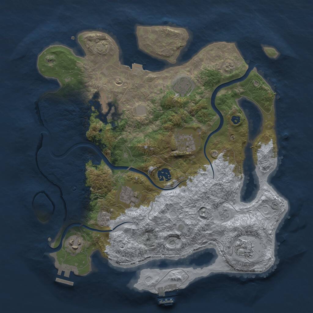 Rust Map: Procedural Map, Size: 3500, Seed: 420083013, 14 Monuments
