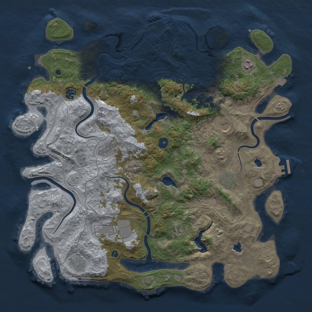 Rust Map: Procedural Map, Size: 4500, Seed: 1238468196, 15 Monuments
