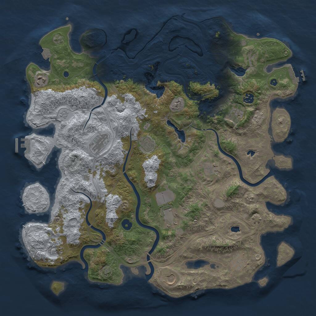 Rust Map: Procedural Map, Size: 4500, Seed: 214016288, 17 Monuments