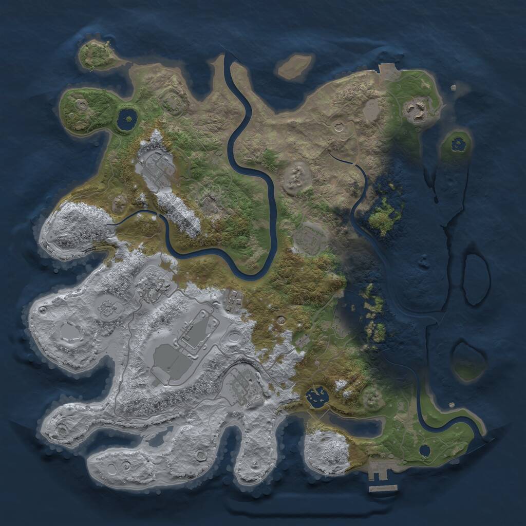 Rust Map: Procedural Map, Size: 3750, Seed: 1780846424, 14 Monuments