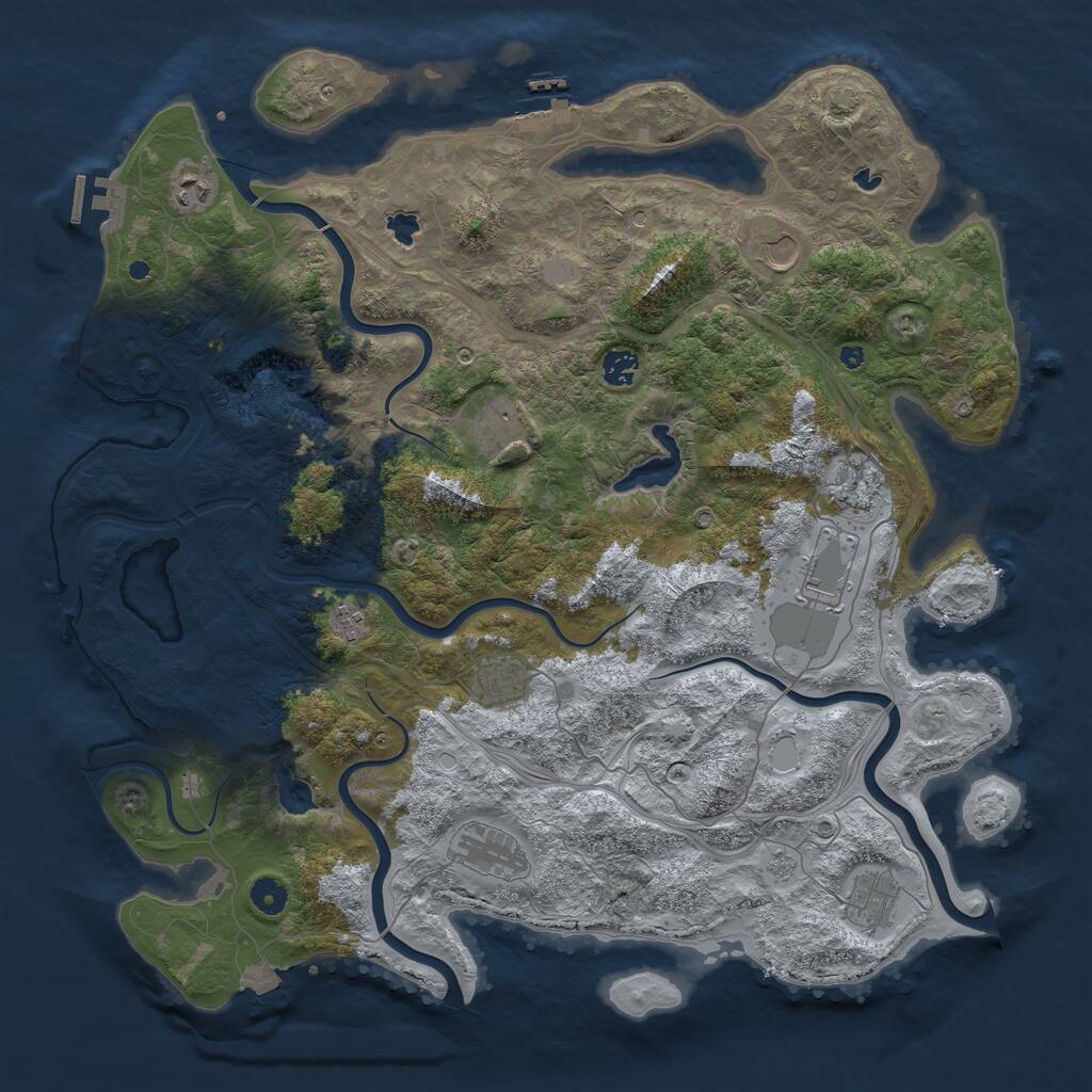 Rust Map: Procedural Map, Size: 4500, Seed: 1594390593, 16 Monuments