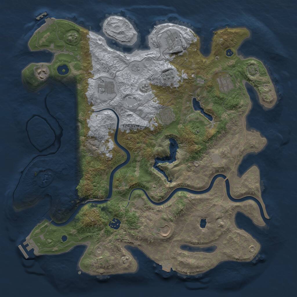 Rust Map: Procedural Map, Size: 4000, Seed: 208433453, 14 Monuments