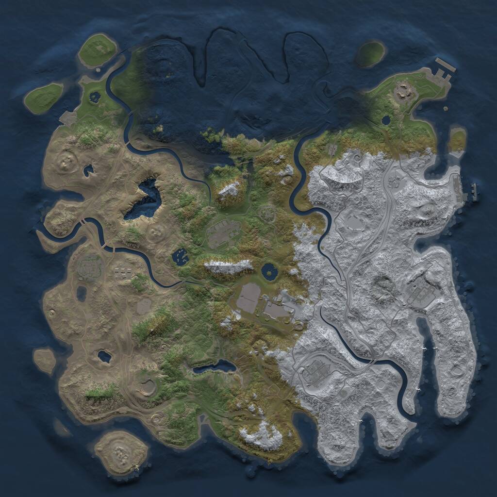 Rust Map: Procedural Map, Size: 4500, Seed: 1045664496, 15 Monuments