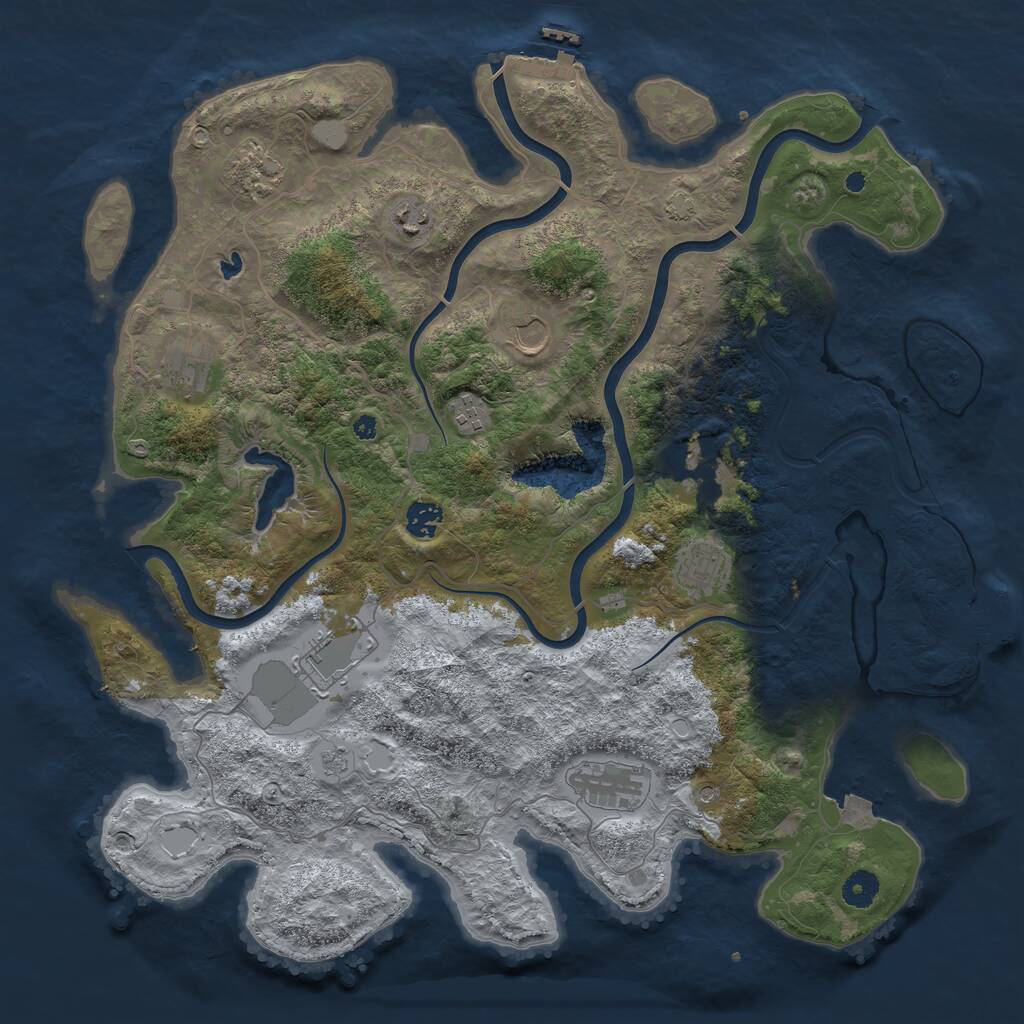 Rust Map: Procedural Map, Size: 4200, Seed: 780376518, 16 Monuments