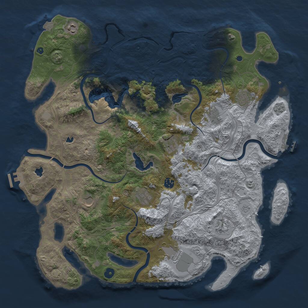 Rust Map: Procedural Map, Size: 4500, Seed: 392092948, 16 Monuments