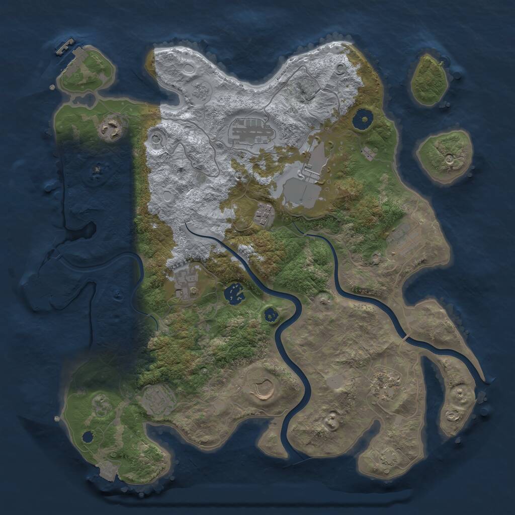 Rust Map: Procedural Map, Size: 3750, Seed: 1093551571, 16 Monuments