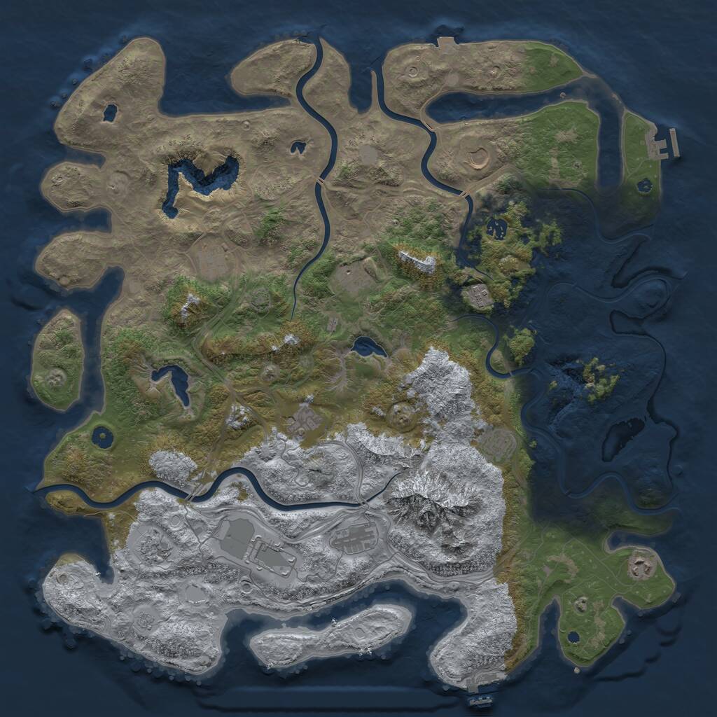 Rust Map: Procedural Map, Size: 5000, Seed: 1805527624, 17 Monuments