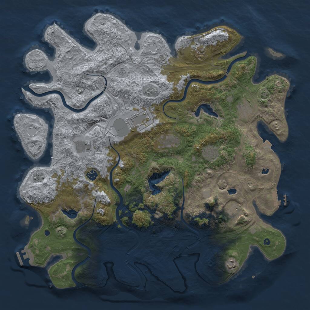 Rust Map: Procedural Map, Size: 4500, Seed: 1258276517, 16 Monuments
