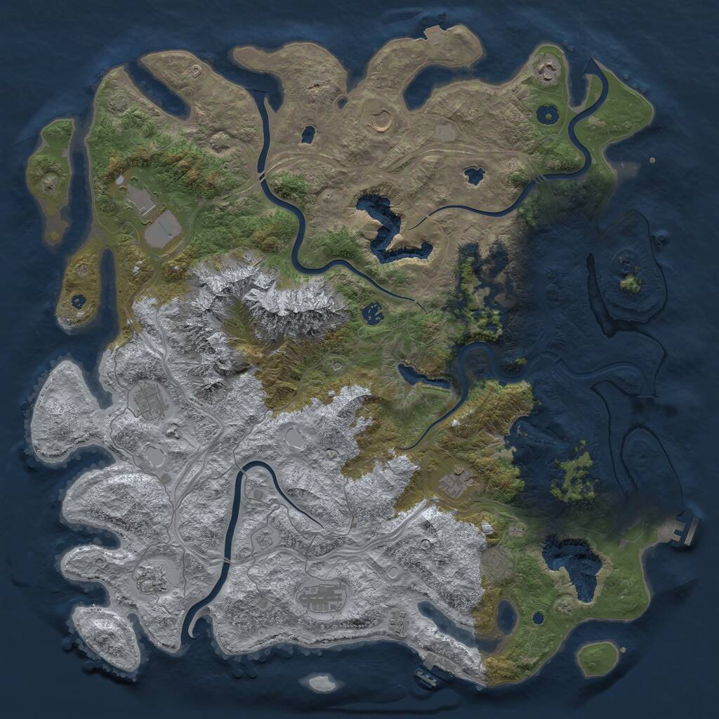 Rust Map: Procedural Map, Size: 5000, Seed: 1231222777, 17 Monuments