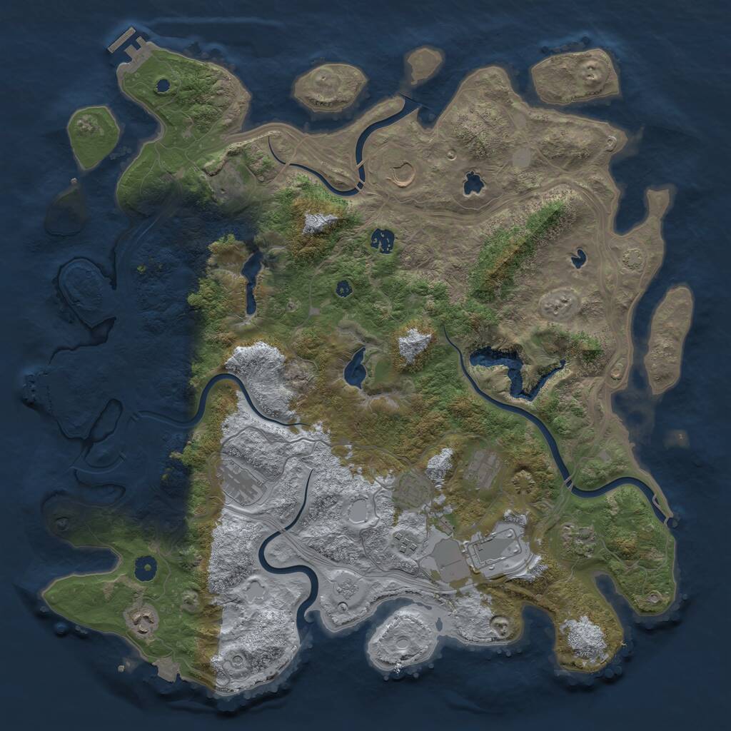 Rust Map: Procedural Map, Size: 4500, Seed: 1260559103, 16 Monuments