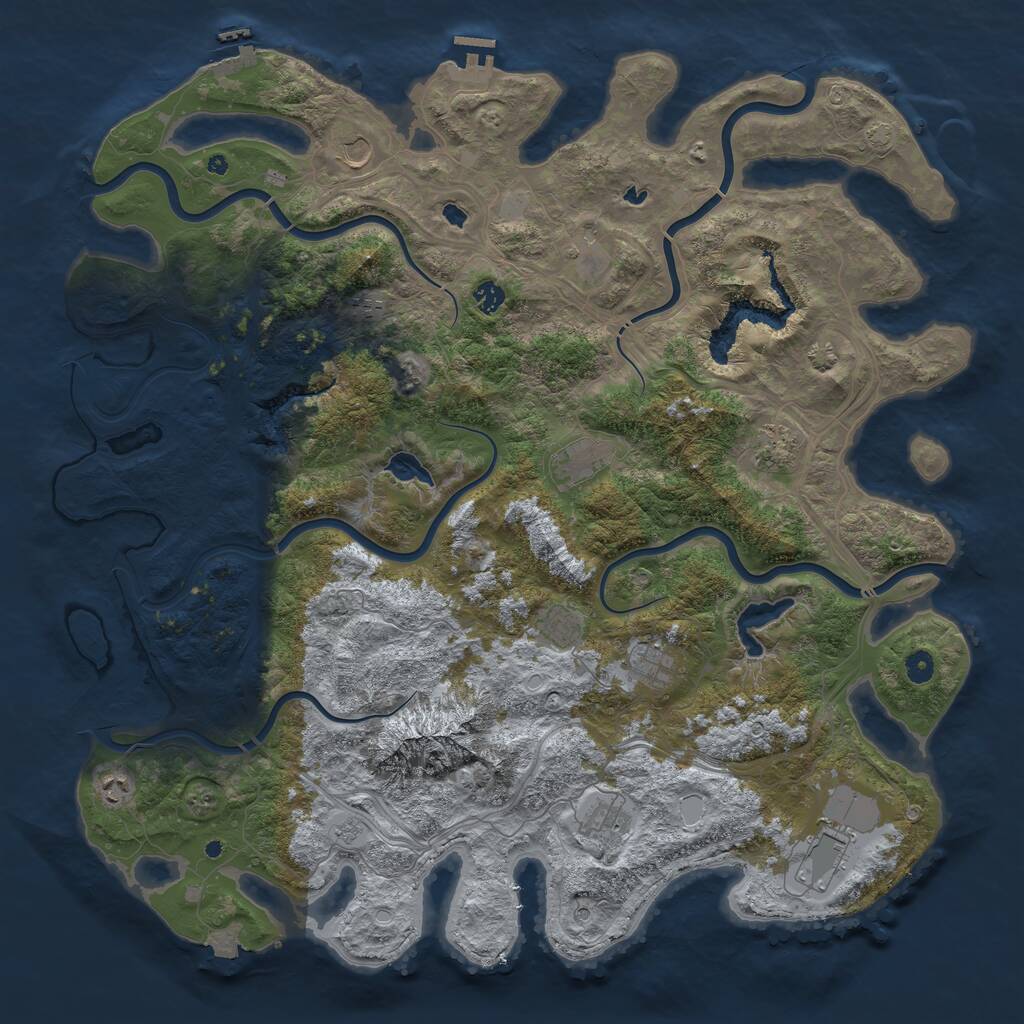 Rust Map: Procedural Map, Size: 5000, Seed: 739366036, 17 Monuments