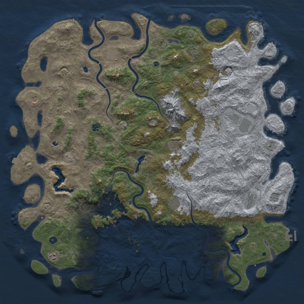 Rust Map: Procedural Map, Size: 6000, Seed: 60001236, 17 Monuments