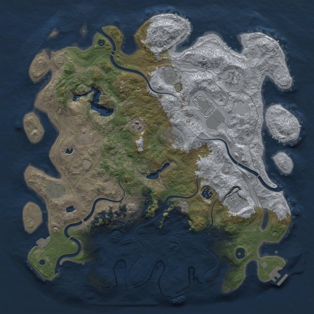 Rust Map: Procedural Map, Size: 4500, Seed: 813489644, 16 Monuments