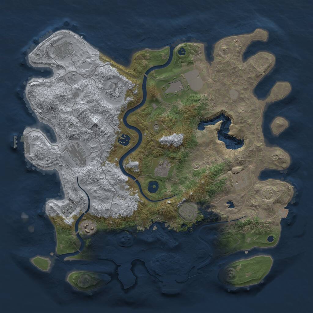 Rust Map: Procedural Map, Size: 4000, Seed: 640123990, 16 Monuments