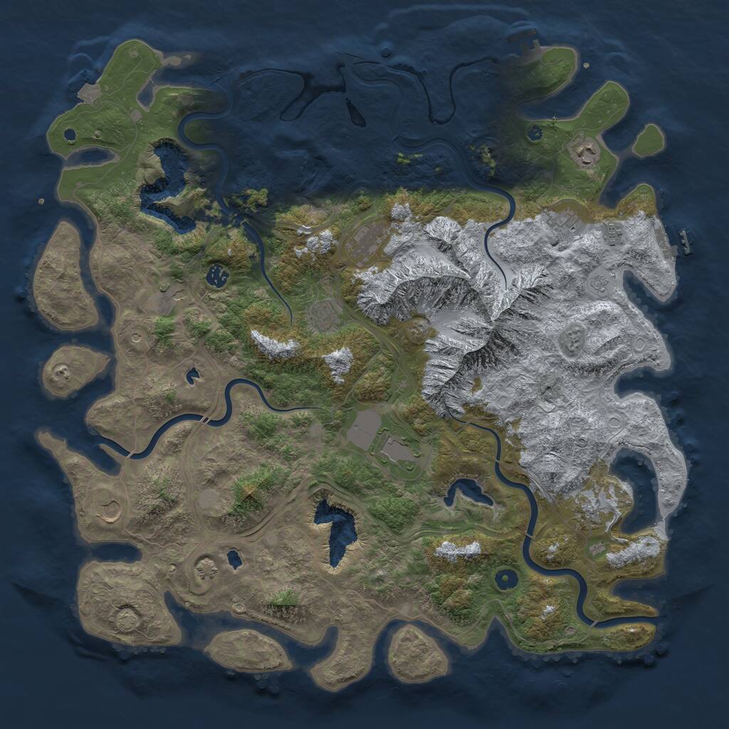 Rust Map: Procedural Map, Size: 5000, Seed: 923333668, 16 Monuments