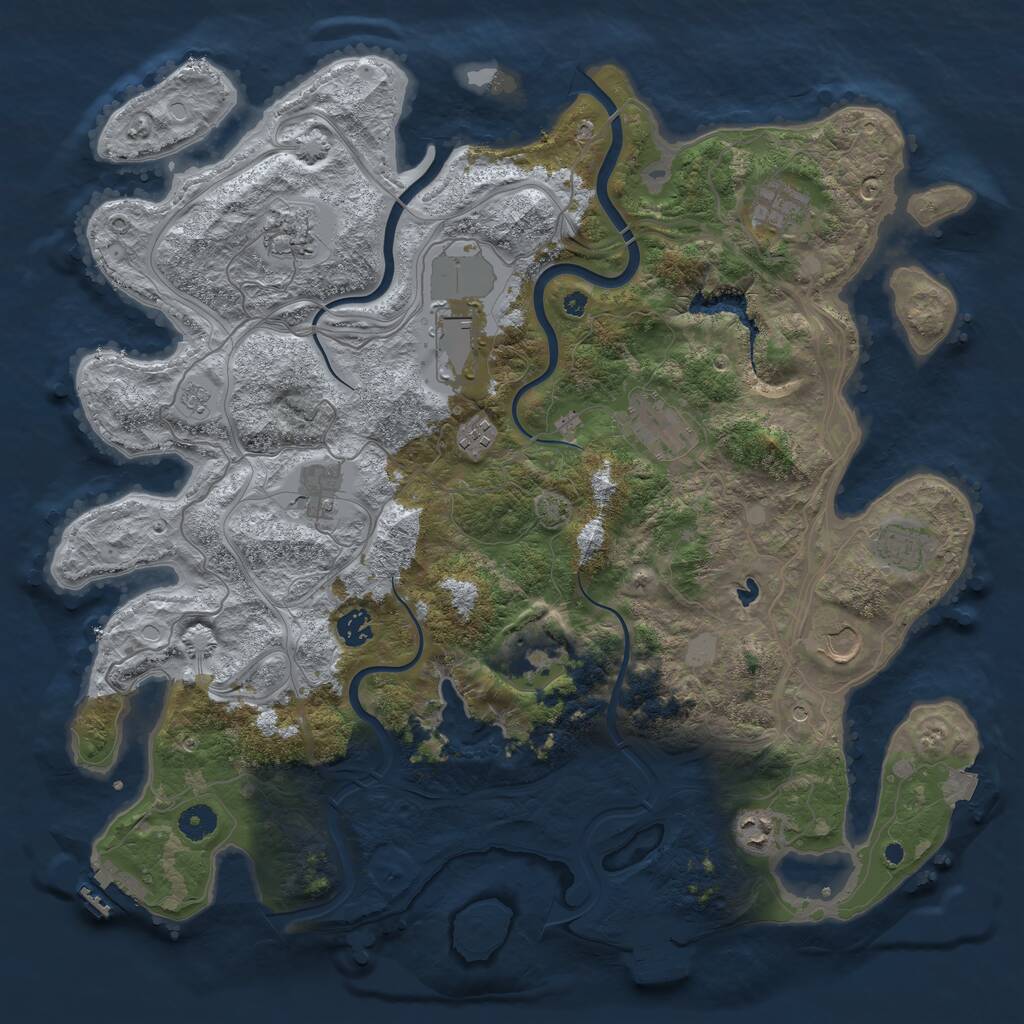Rust Map: Procedural Map, Size: 4250, Seed: 2046227403, 17 Monuments