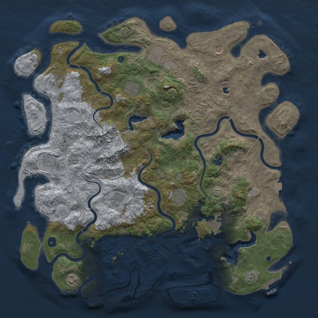 Rust Map: Procedural Map, Size: 5000, Seed: 445892342, 17 Monuments