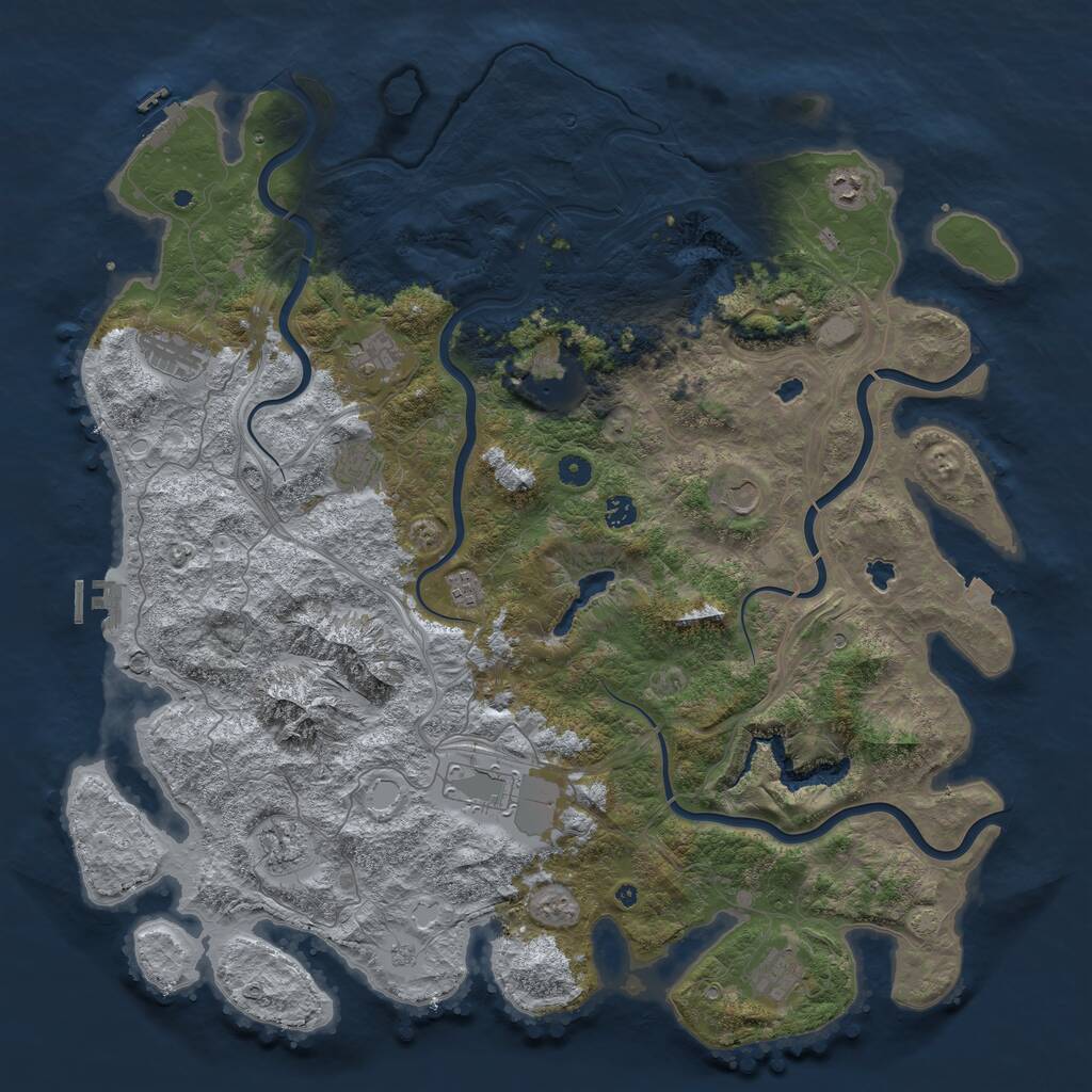 Rust Map: Procedural Map, Size: 5000, Seed: 1803900185, 17 Monuments
