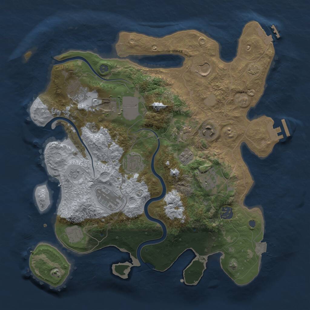 Rust Map: Procedural Map, Size: 3500, Seed: 938823485, 18 Monuments