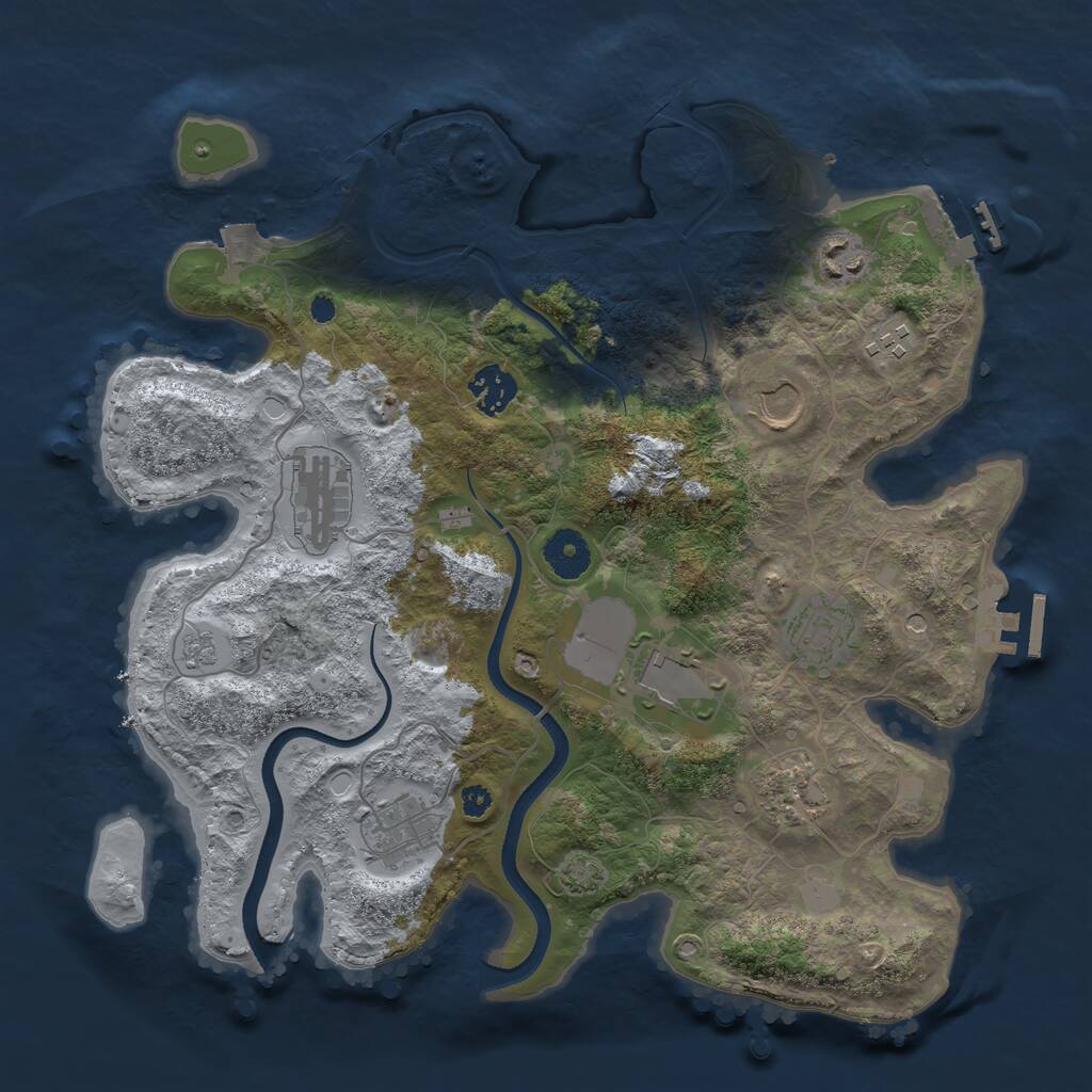 Rust Map: Procedural Map, Size: 3500, Seed: 673456345, 15 Monuments