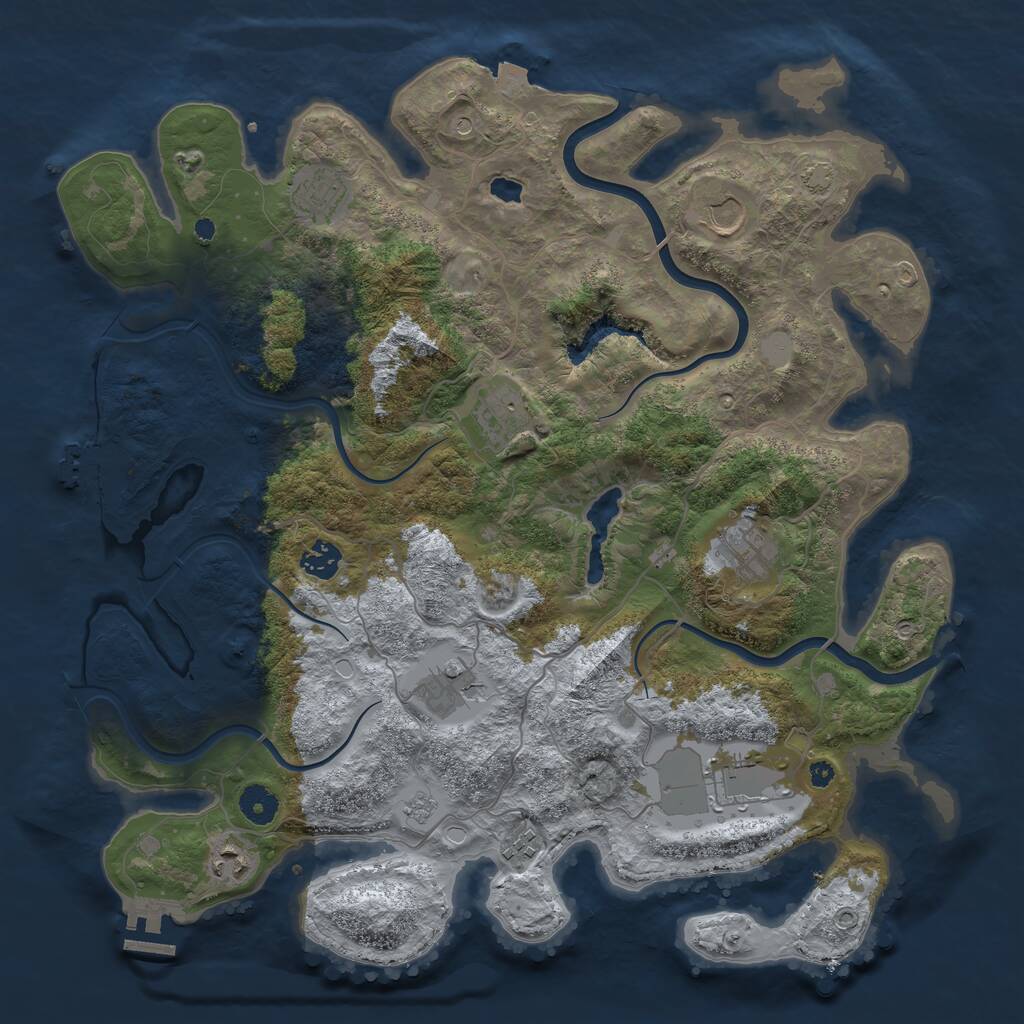 Rust Map: Procedural Map, Size: 4000, Seed: 498192355, 15 Monuments
