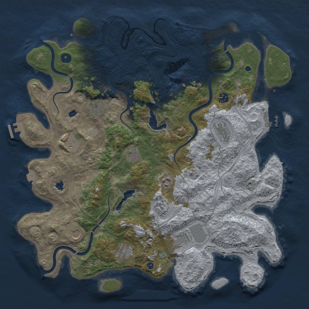 Rust Map: Procedural Map, Size: 4500, Seed: 418719406, 17 Monuments