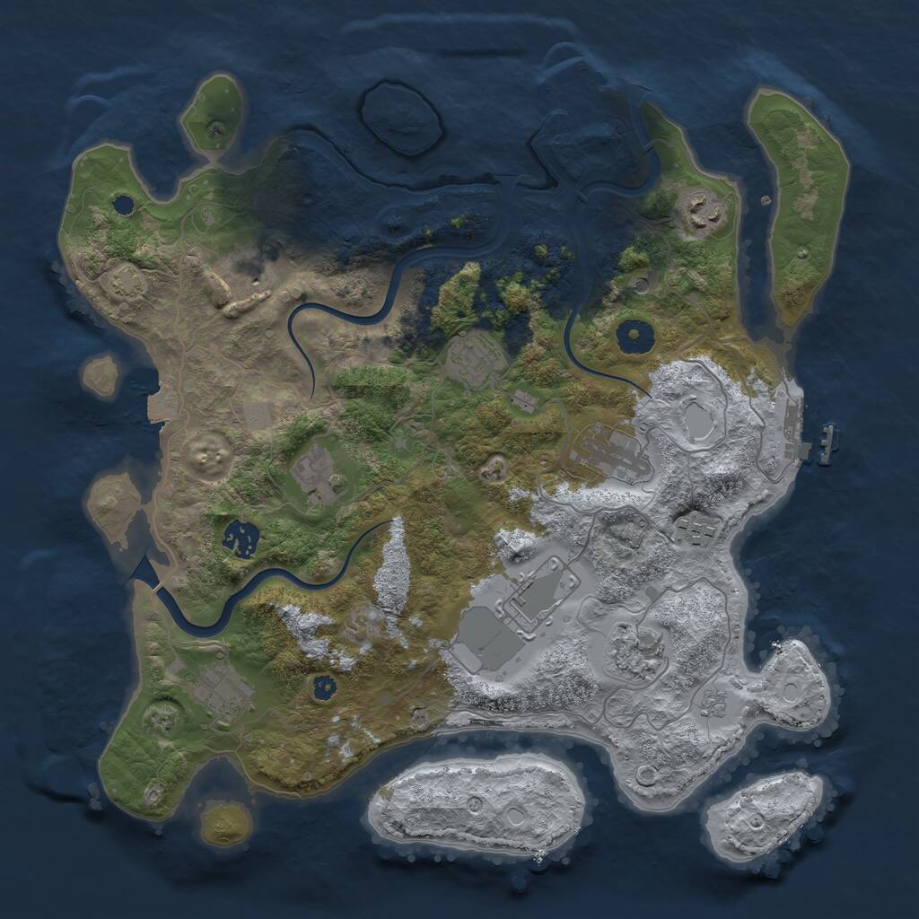 Rust Map: Procedural Map, Size: 3750, Seed: 345356676, 16 Monuments
