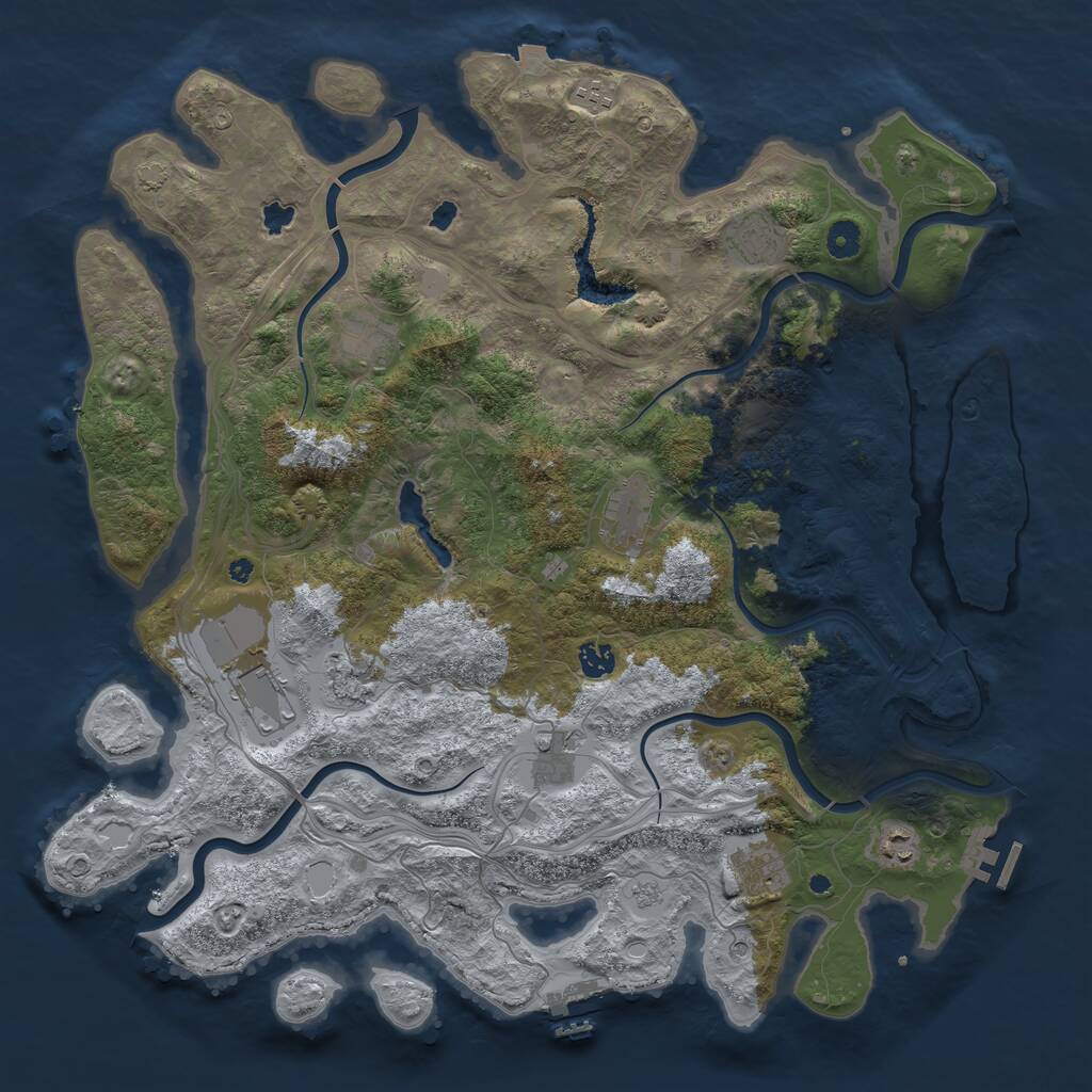 Rust Map: Procedural Map, Size: 4500, Seed: 2117680696, 16 Monuments