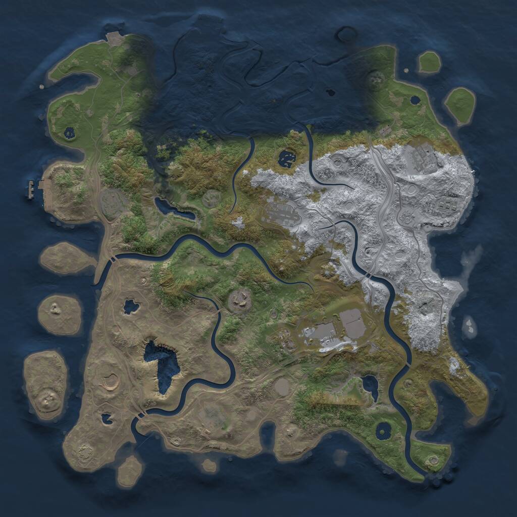 Rust Map: Procedural Map, Size: 4500, Seed: 350653268, 16 Monuments