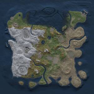Thumbnail Rust Map: Procedural Map, Size: 3750, Seed: 1033999694, 16 Monuments