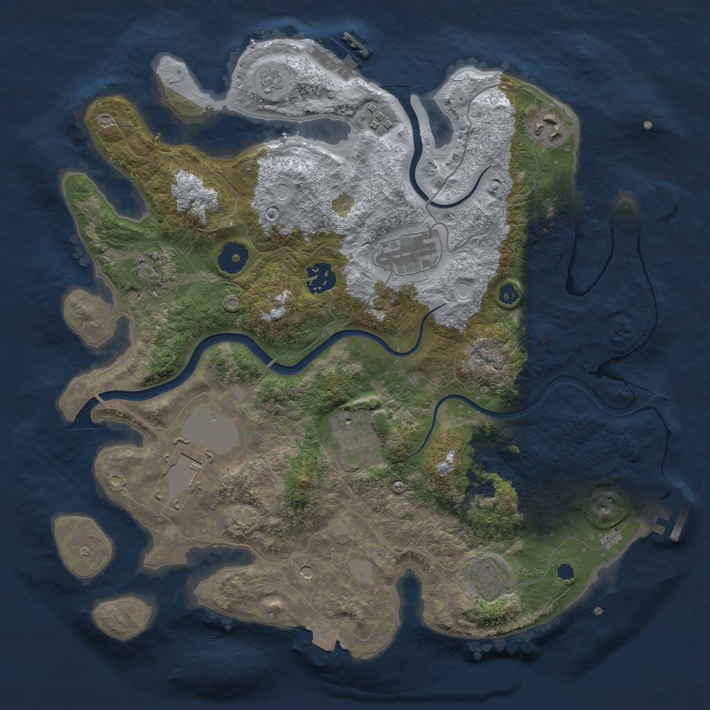 Rust Map: Procedural Map, Size: 3500, Seed: 41355, 14 Monuments