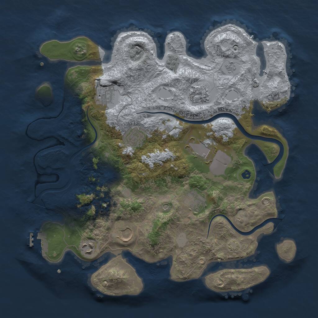 Rust Map: Procedural Map, Size: 3500, Seed: 399906950, 13 Monuments
