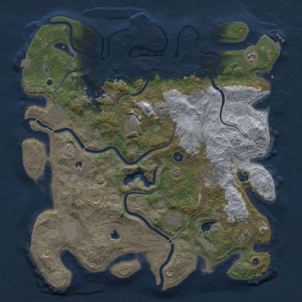 Rust Map: Procedural Map, Size: 4500, Seed: 318933850, 17 Monuments