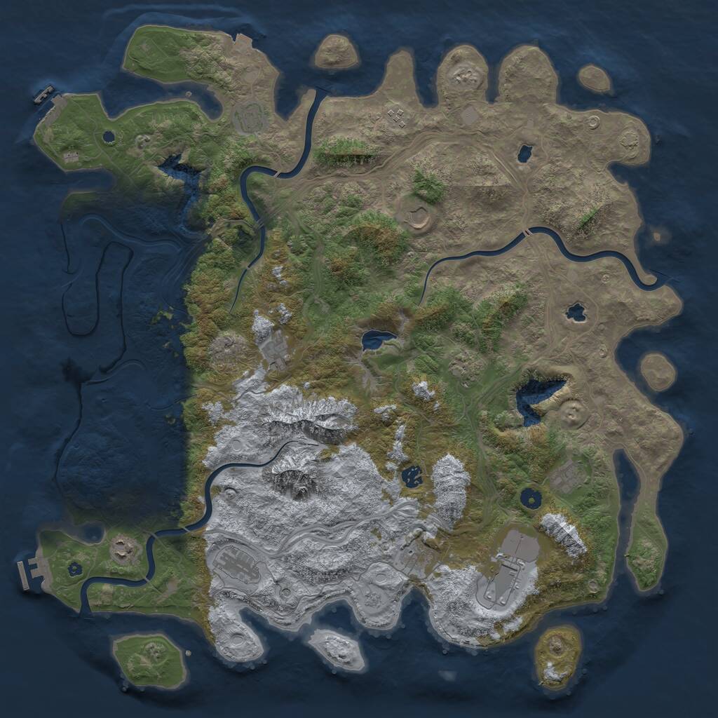 Rust Map: Procedural Map, Size: 5000, Seed: 465570844, 17 Monuments