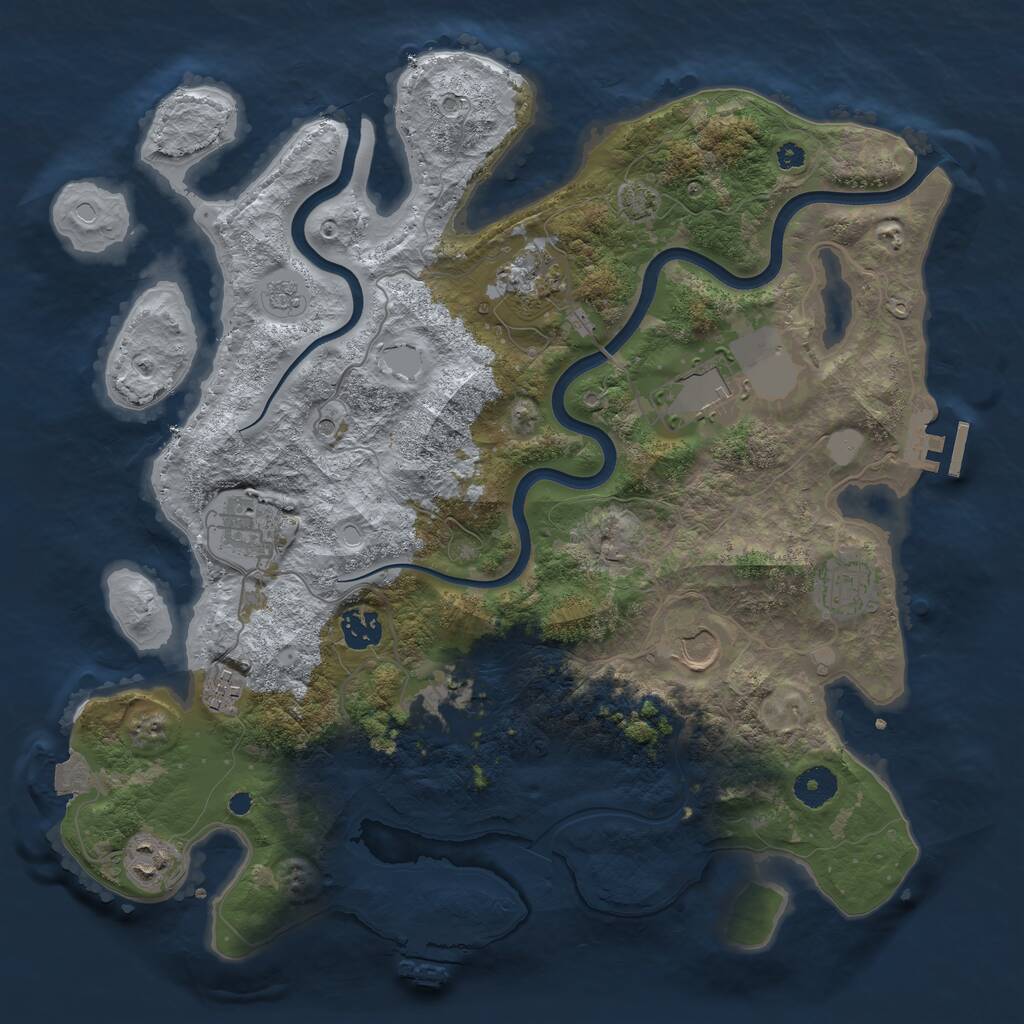 Rust Map: Procedural Map, Size: 3750, Seed: 580438980, 15 Monuments