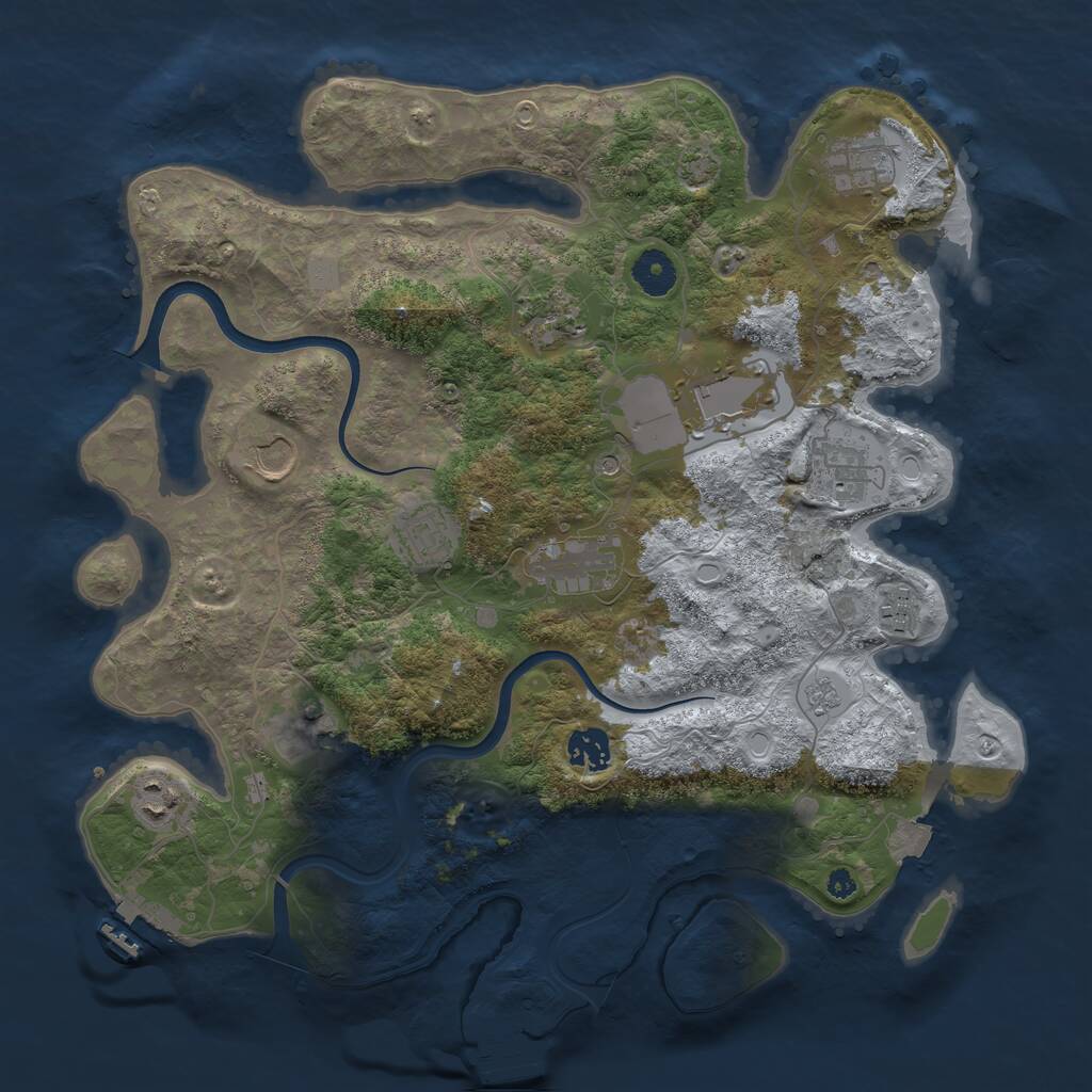 Rust Map: Procedural Map, Size: 3750, Seed: 1374385, 17 Monuments
