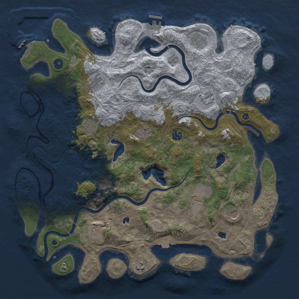 Rust Map: Procedural Map, Size: 4500, Seed: 911277261, 17 Monuments