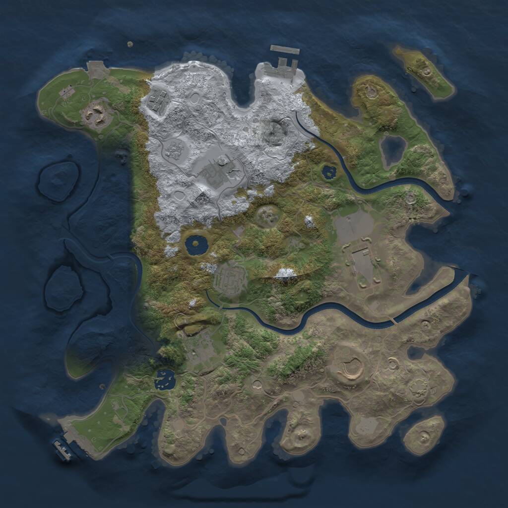 Rust Map: Procedural Map, Size: 3500, Seed: 1985397002, 14 Monuments