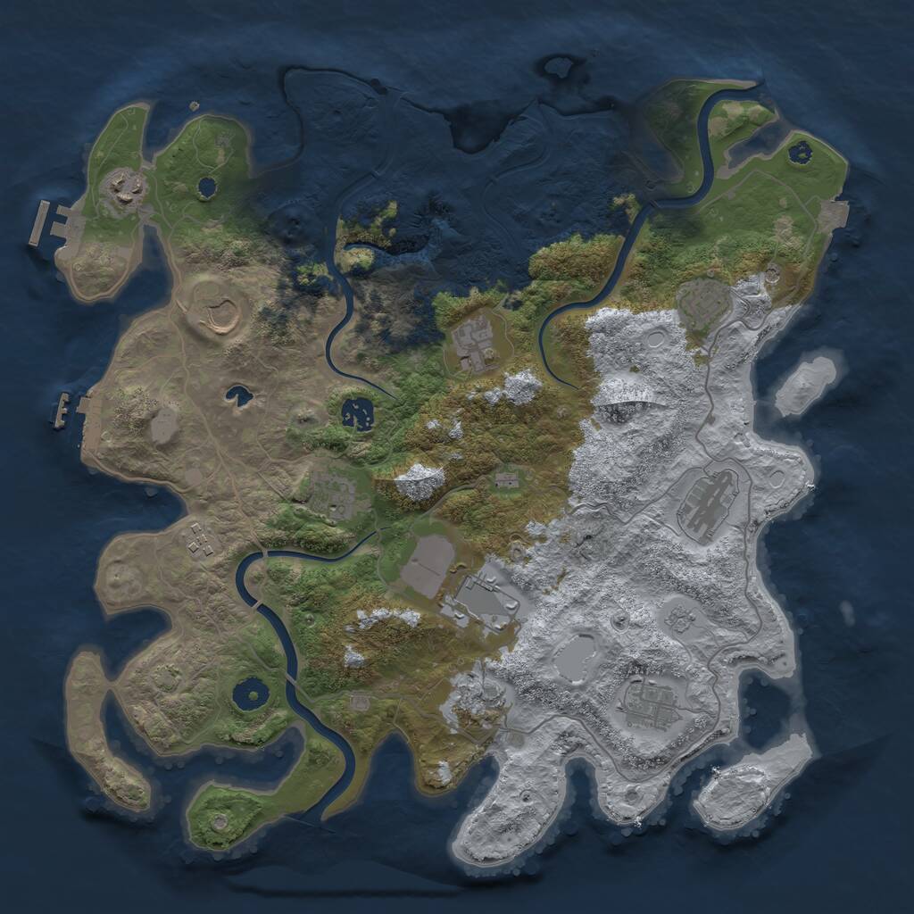 Rust Map: Procedural Map, Size: 4000, Seed: 5081979, 17 Monuments