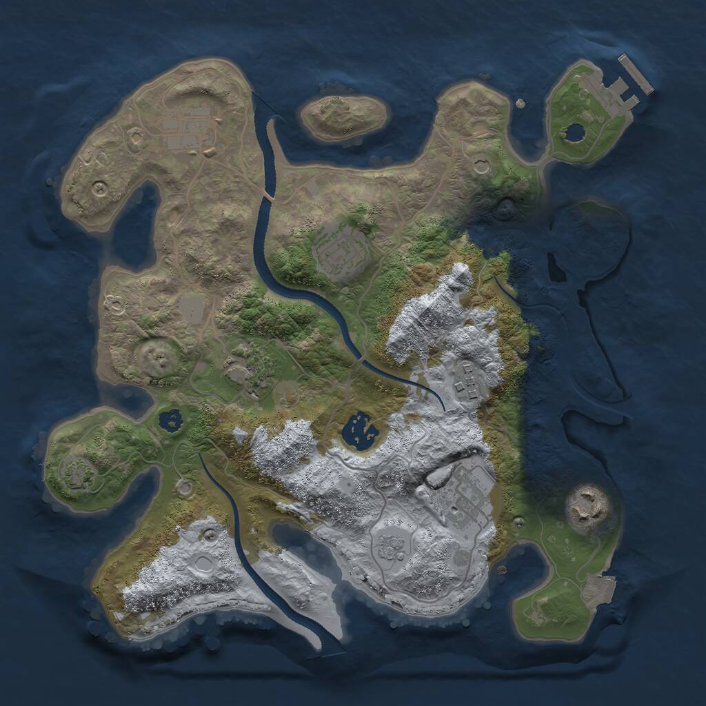 Rust Map: Procedural Map, Size: 3000, Seed: 722727473, 12 Monuments
