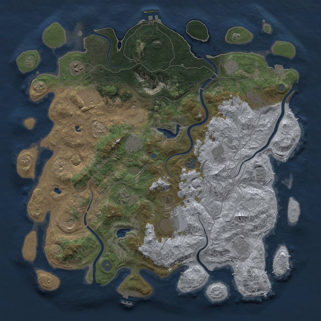 Rust Map: Procedural Map, Size: 4500, Seed: 305470024, 17 Monuments